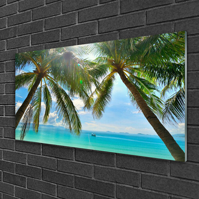 Glasbild aus Plexiglas® Palmen Meer Landschaft