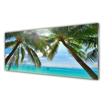 Glasbild aus Plexiglas® Palmen Meer Landschaft