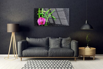 Glasbild aus Plexiglas® Bambusrohre Blume Pflanzen