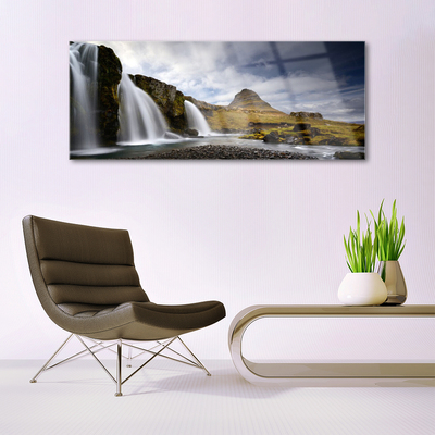 Glasbild aus Plexiglas® Wasserfall Gebirge Landschaft