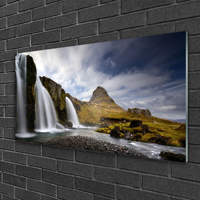 Glasbild aus Plexiglas® Wasserfall Gebirge Landschaft