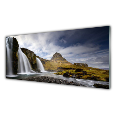 Glasbild aus Plexiglas® Wasserfall Gebirge Landschaft