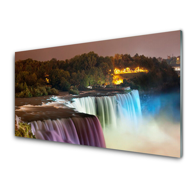 Glasbild aus Plexiglas® Wald Wasserfall Natur
