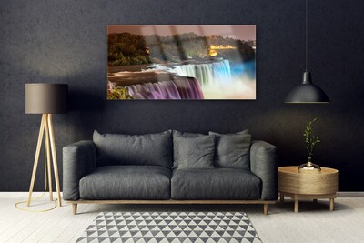 Glasbild aus Plexiglas® Wald Wasserfall Natur