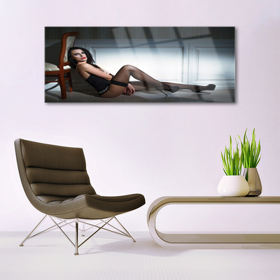 Glasbild aus Plexiglas® Stuhl Frau Menschen