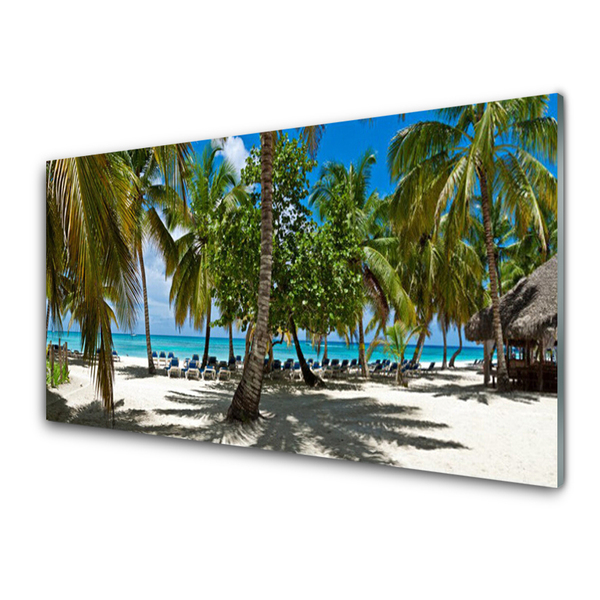 Glasbild aus Plexiglas® Strand Palmen Landschaft