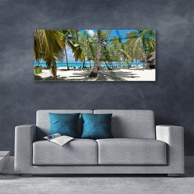 Glasbild aus Plexiglas® Strand Palmen Landschaft