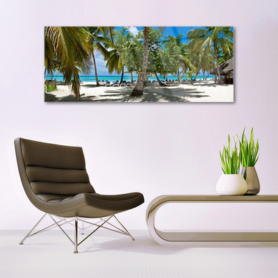 Glasbild aus Plexiglas® Strand Palmen Landschaft