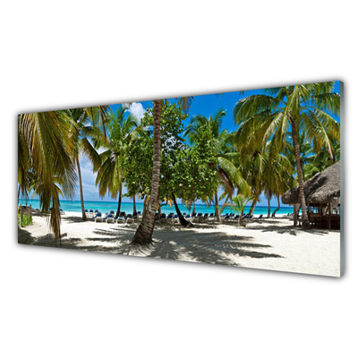 Glasbild aus Plexiglas® Strand Palmen Landschaft