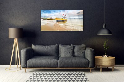 Glasbild aus Plexiglas® Boote Strand Meer Landschaft
