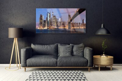 Glasbild aus Plexiglas® Stadt Brücke Gebäude