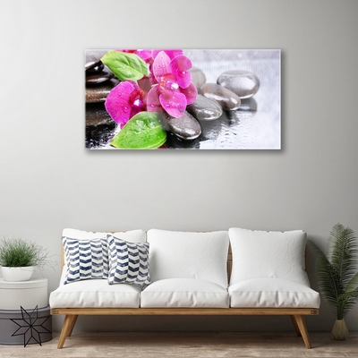 Glasbild aus Plexiglas® Blumen Steine Pflanzen