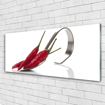 Glasbild aus Plexiglas® Chili Löffel Küche