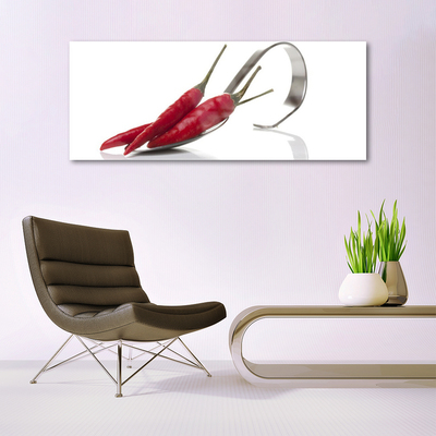 Glasbild aus Plexiglas® Chili Löffel Küche