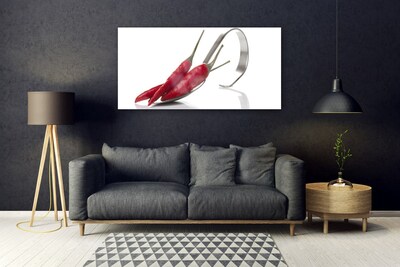Glasbild aus Plexiglas® Chili Löffel Küche