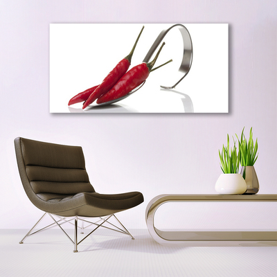 Acrylglasbilder Wandbilder aus Plexiglas® 125x50 Chili Löffel Küche 