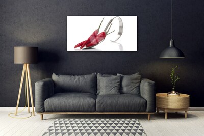 Glasbild aus Plexiglas® Chili Löffel Küche