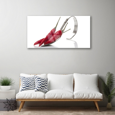 Glasbild aus Plexiglas® Chili Löffel Küche