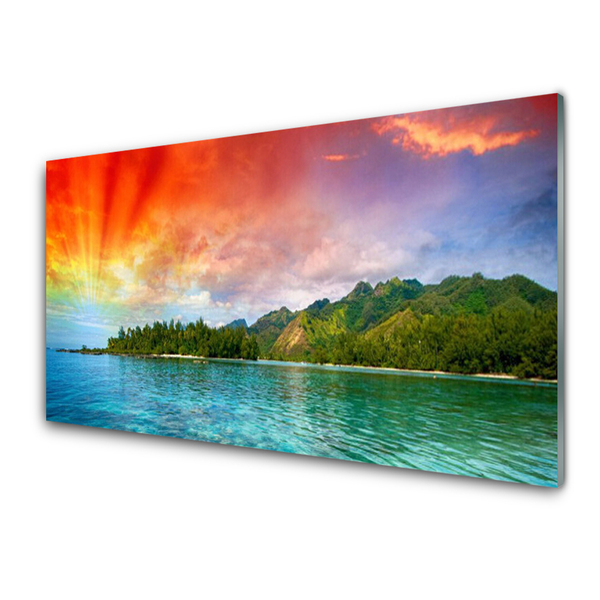 Glasbild aus Plexiglas® Meer Wald Landschaft