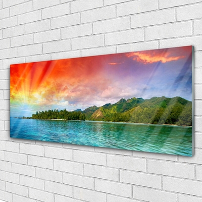 Glasbild aus Plexiglas® Meer Wald Landschaft