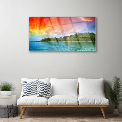 Glasbild aus Plexiglas® Meer Wald Landschaft