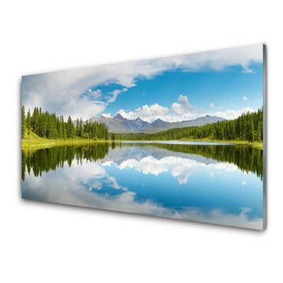 Glasbild aus Plexiglas® Wald See Landschaft