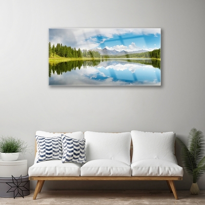 Glasbild aus Plexiglas® Wald See Landschaft