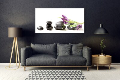Glasbild aus Plexiglas® Blumen Steine Kunst
