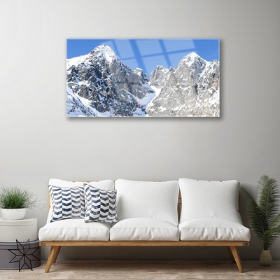 Glasbild aus Plexiglas® Gebirge Schnee Landschaft