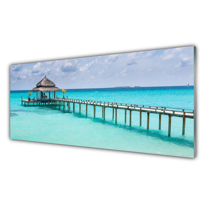 Glasbild aus Plexiglas® Meer Brücke Architektur