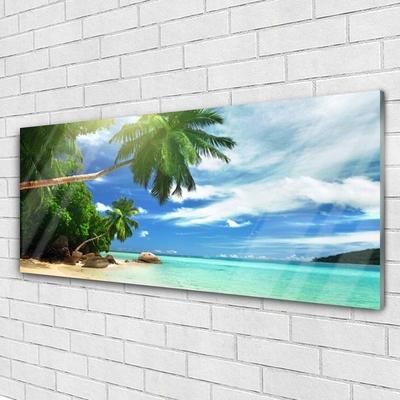 Glasbild aus Plexiglas® Palme Strand Meer Landschaft