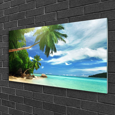 Glasbild aus Plexiglas® Palme Strand Meer Landschaft