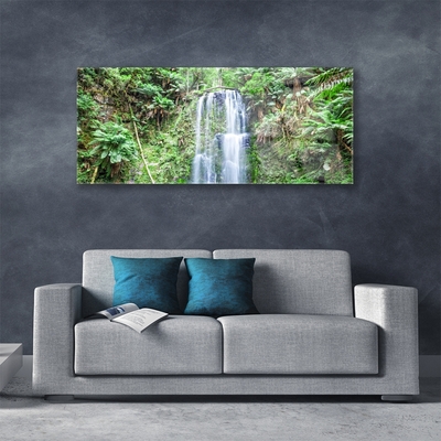 Glasbild aus Plexiglas® Wasserfall Bäume Natur