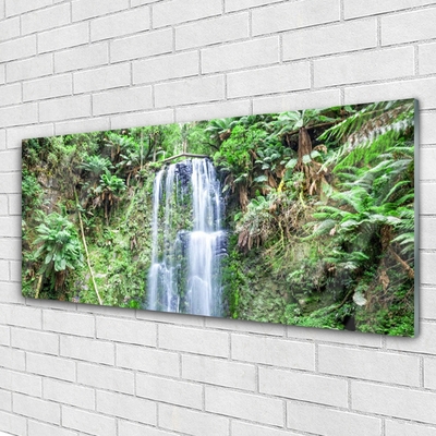 Glasbild aus Plexiglas® Wasserfall Bäume Natur