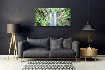 Glasbild aus Plexiglas® Wasserfall Bäume Natur