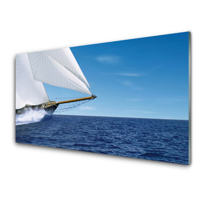 Glasbild aus Plexiglas® Boot Meer Landschaft