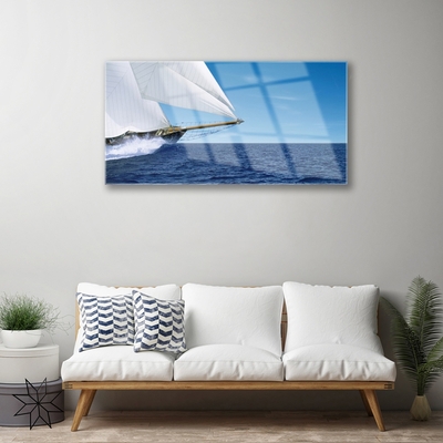 Glasbild aus Plexiglas® Boot Meer Landschaft