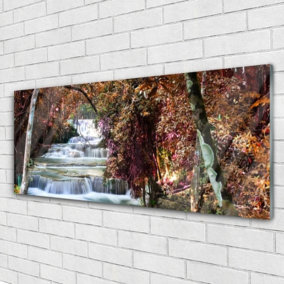 Glasbild aus Plexiglas® Wasserfall Wald Natur