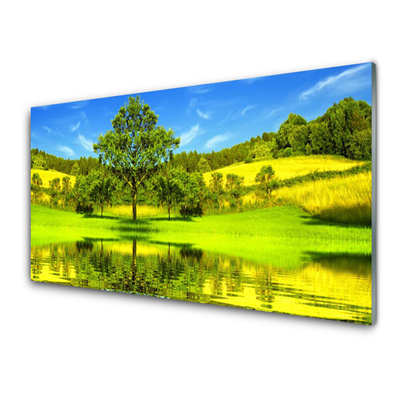 Glasbild aus Plexiglas® Wiese Baum Natur