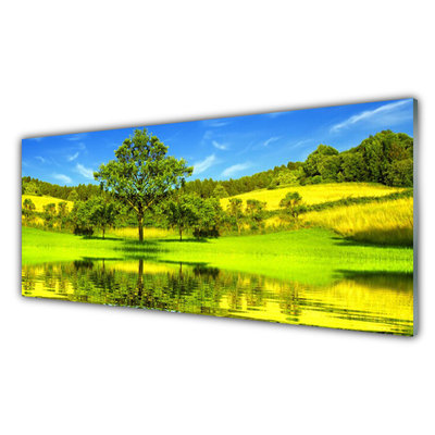 Glasbild aus Plexiglas® Wiese Baum Natur