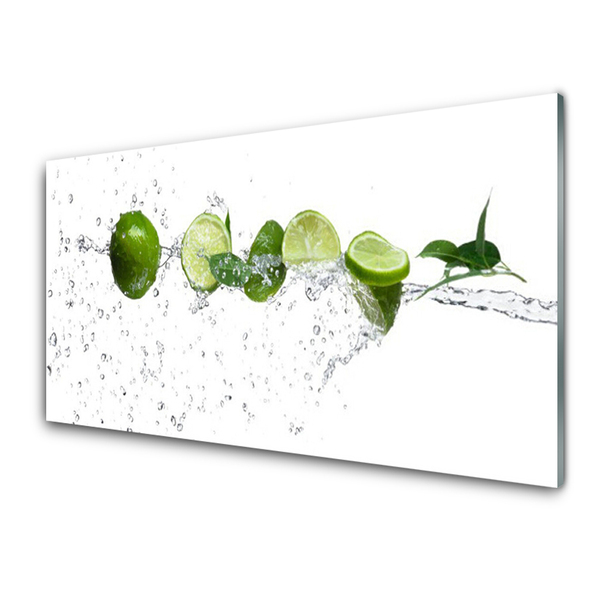 Glasbilder Wandbild Druck auf Glas 120x60 Limetten Wasser Küche