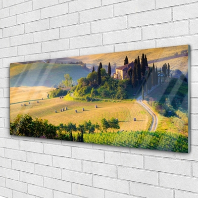 Glasbild aus Plexiglas® Acker Bäume Landschaft