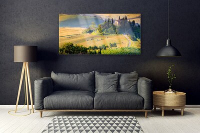 Glasbild aus Plexiglas® Acker Bäume Landschaft