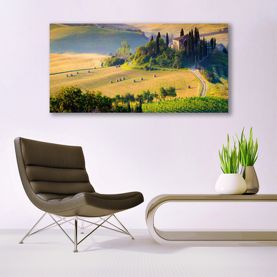 Glasbild aus Plexiglas® Acker Bäume Landschaft