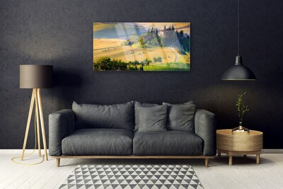 Glasbild aus Plexiglas® Acker Bäume Landschaft