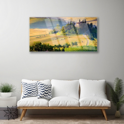 Glasbild aus Plexiglas® Acker Bäume Landschaft