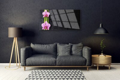 Glasbild aus Plexiglas® Bambusrohre Blumen Pflanzen