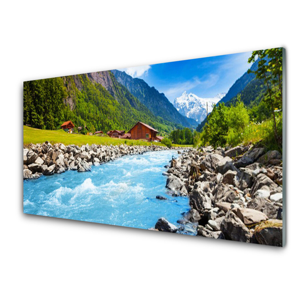 Glasbild aus Plexiglas® Gebirge Steine See Landschaft