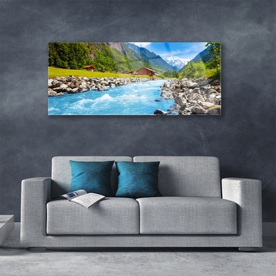 Glasbild aus Plexiglas® Gebirge Steine See Landschaft