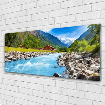 Glasbild aus Plexiglas® Gebirge Steine See Landschaft